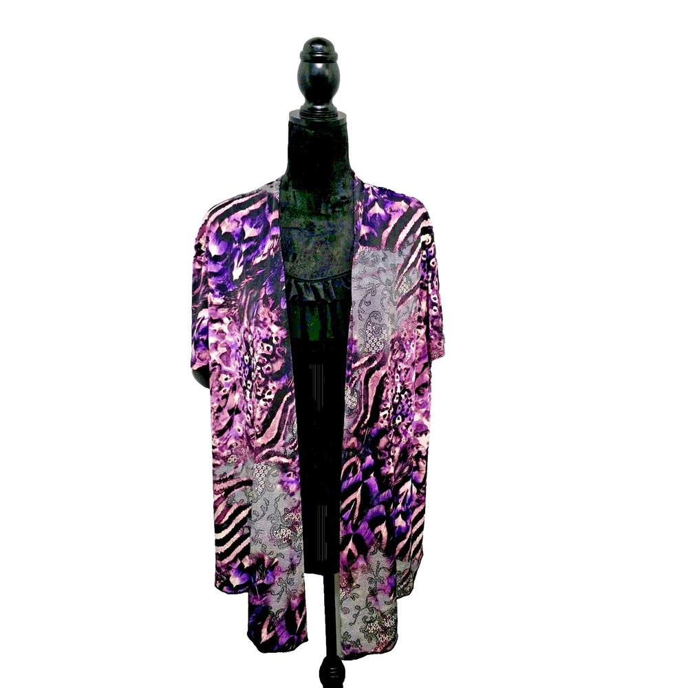 PerSeption‎ Woman Two In One Short Sleeve Shirt w/Tank Top Stretch Blouse 3X